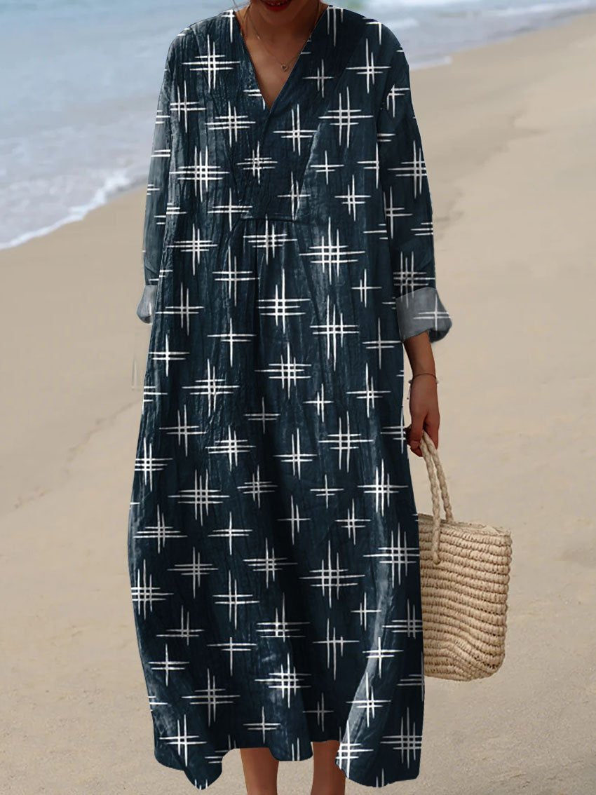 Retro Geometry Art Print Casual Dress