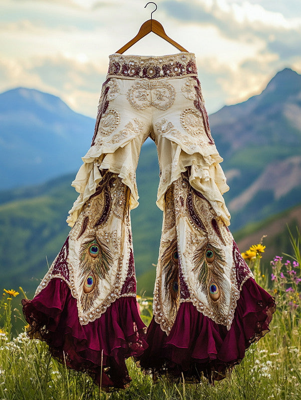 Summer Holiday Lace Hand-Embroidered Patchwork Pants 207b