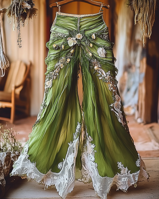 Summer Vacation Ruffle Lace Patchwork Pant 917f