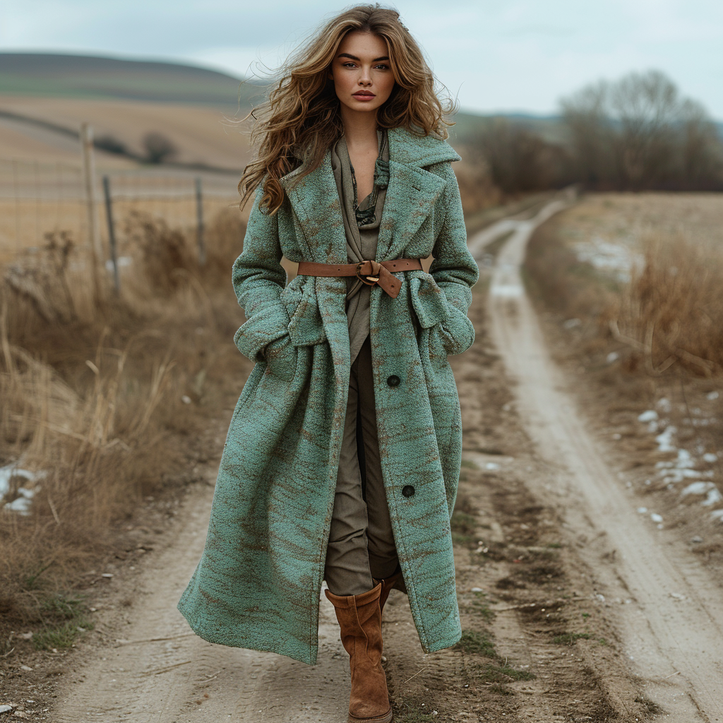 Women's Retro Casual Long Woolen Coat