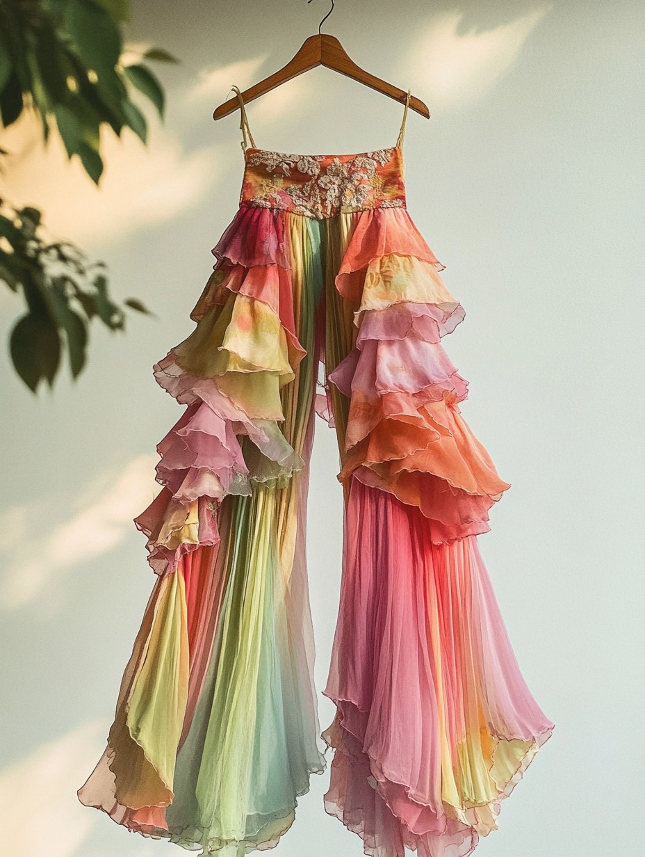 Summer Colorful Patchwork Handmade Lace Pants 7a82