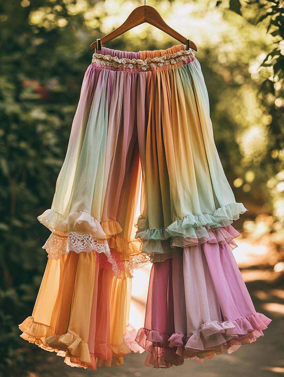 Summer Colorful Patchwork Handmade Lace Pants 265b