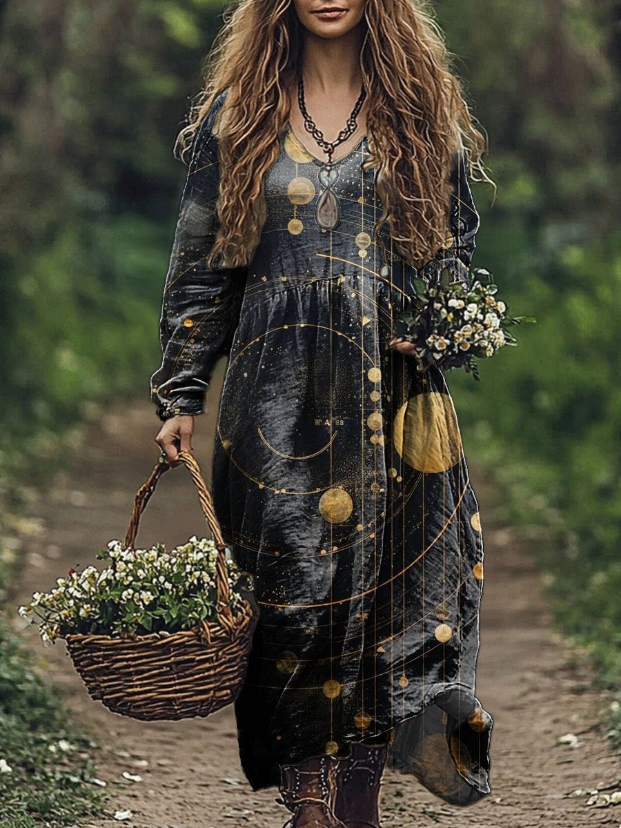 Women's Universe & Stellar Print Pocket Cotton Dress