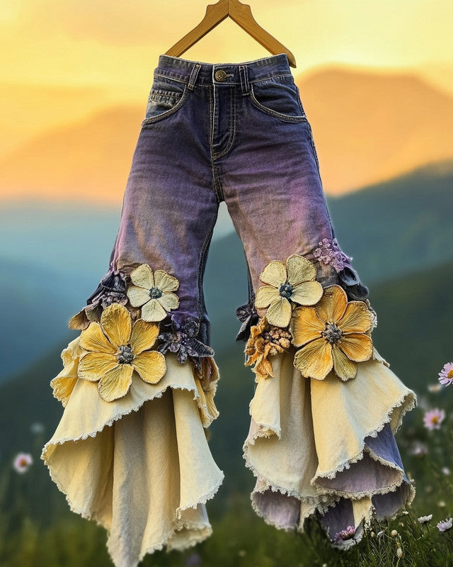 Summer Holiday Lace Hand-Embroidered Patchwork Pants f1b6