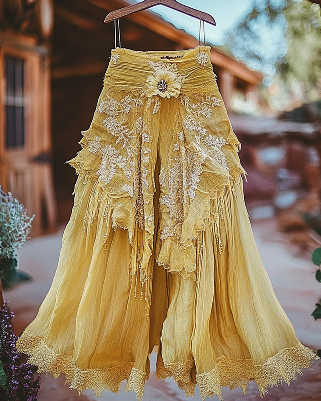 Summer Vacation Ruffle Lace Patchwork Pant ccdb d2b3