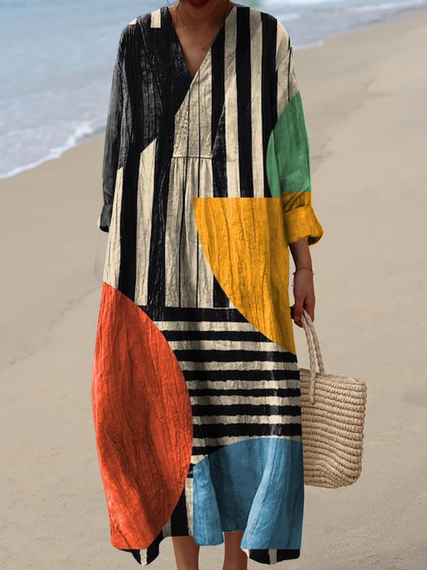 Women's Irregular Geometric Art Print Dress