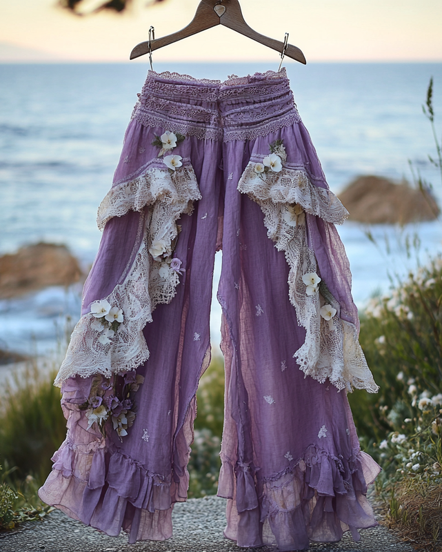 Summer Vacation Lace Ruffle Handmade Pants 1b29