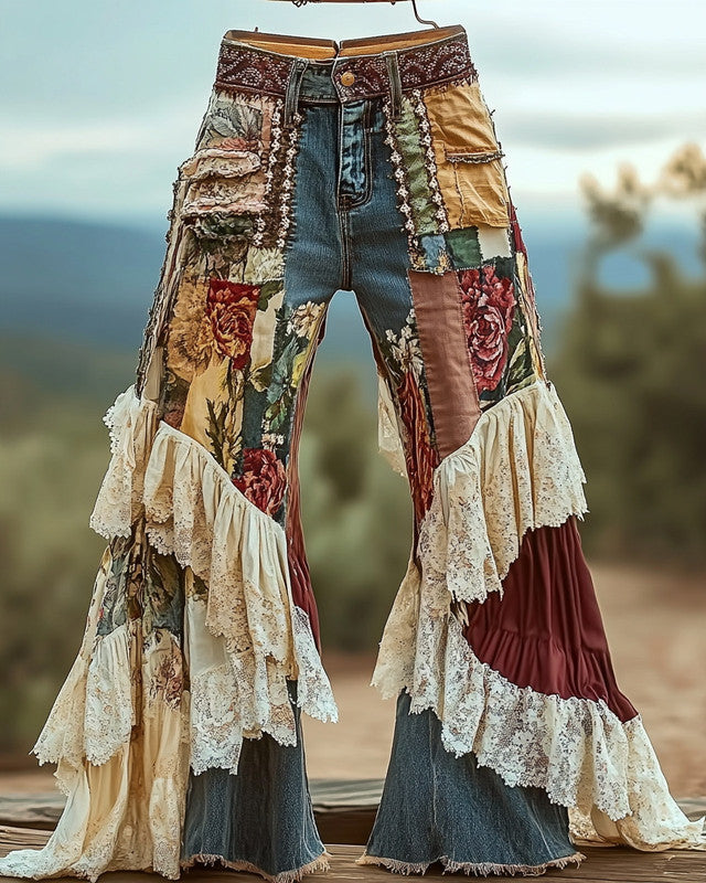 Summer Holiday Lace Hand-Embroidered Patchwork Pants e1cc