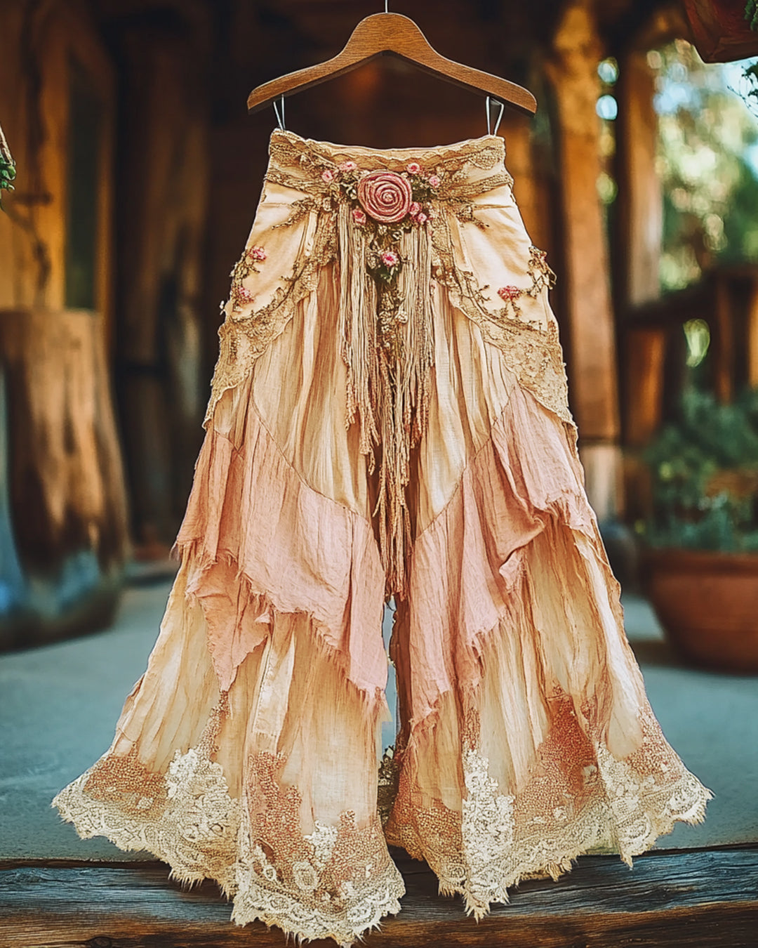 Summer Vacation Ruffle Lace Patchwork Pant ccdb