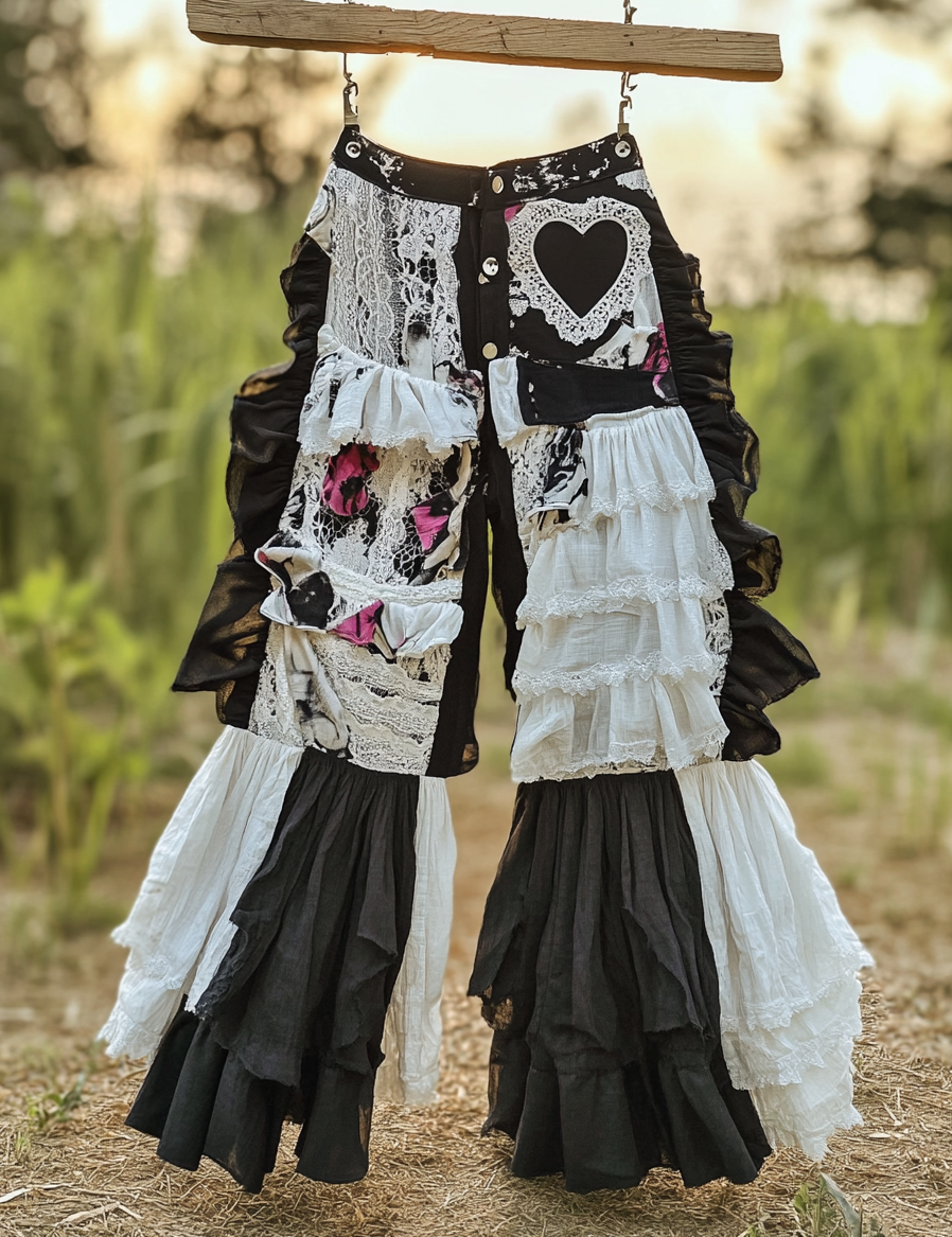 Summer Colorful Patchwork Handmade Lace Pants 50b8