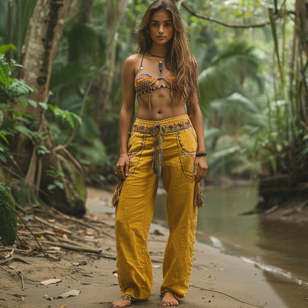 Women's Retro Ethnic Bohemia Style Loose Linen Pants