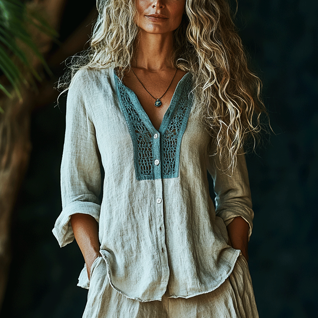 Women's Linen Bohemia Style Long-sleeved Breathable Top Shirt