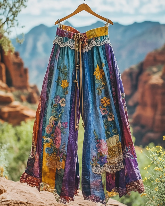 Summer Vacation Ruffle Lace Patchwork Pant 4a86