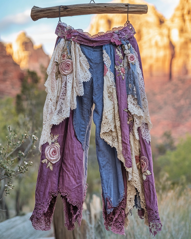 Summer Vacation Ruffle Lace Contrast Pants a4d3