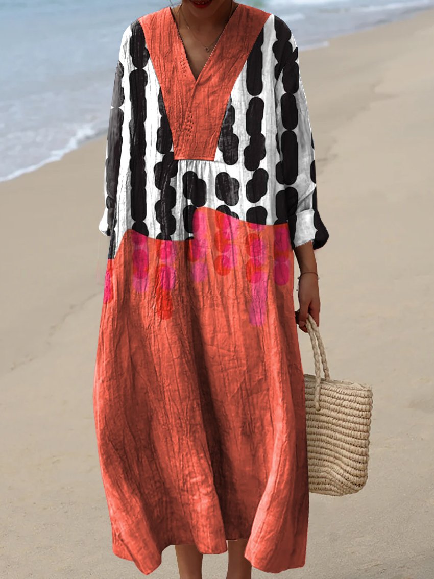 Women's Irregular Geometric Art Print Dress