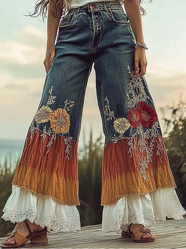 Summer seaside retro loose casual pants 5c83