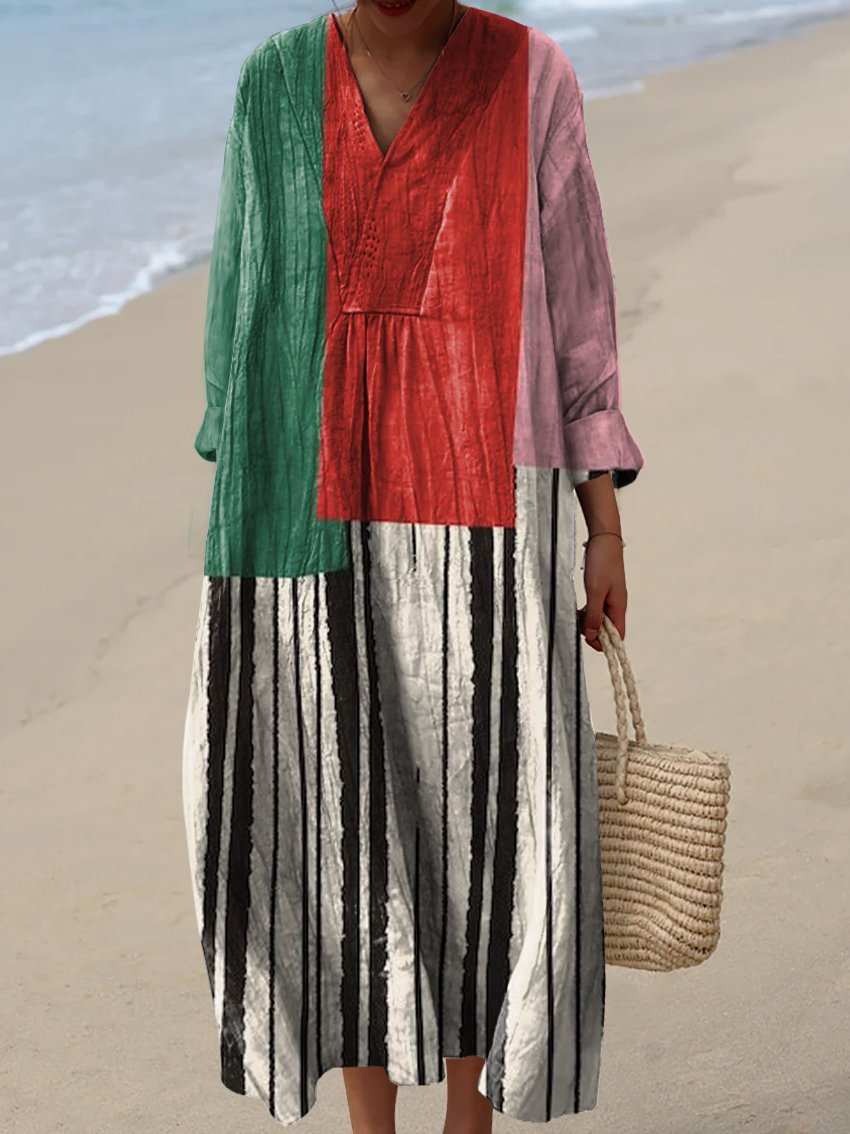 Women's Irregular Geometric Art Print Dress