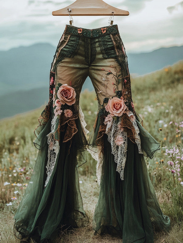 Summer Holiday Lace Hand-Embroidered Patchwork Pants 2d5e