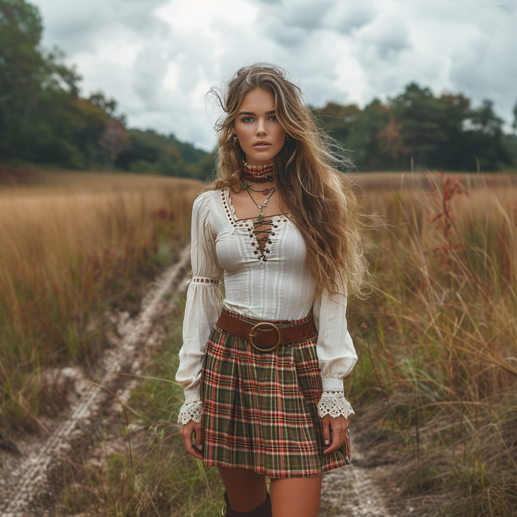 Women's Autumn And Winter Long-sleeve Dress Short Skirt Christmas Plaid Skirt