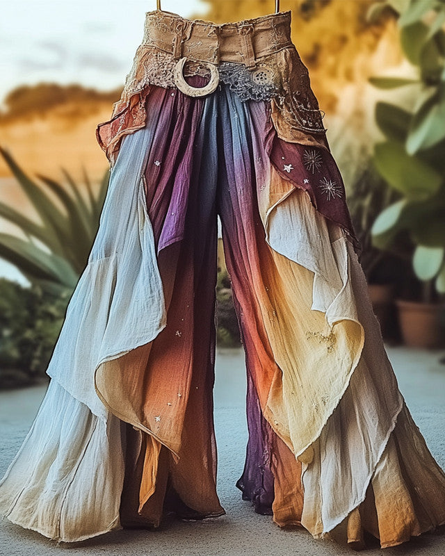 Summer Vacation Ruffle Lace Patchwork Pants 21c7