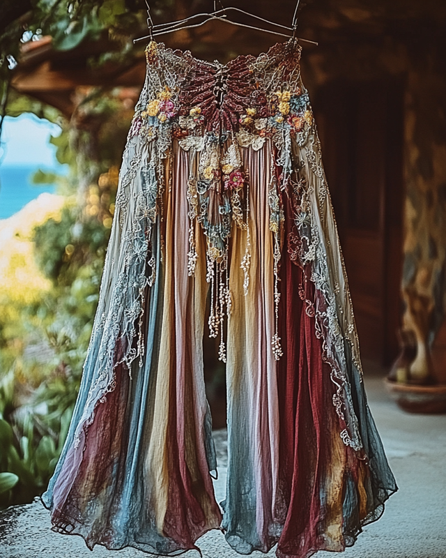 Summer Vacation Ruffle Lace Patchwork Pants ca97