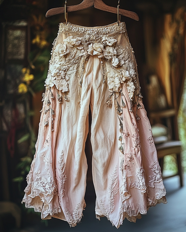 Summer Vacation Ruffle Lace Patchwork Pants 72c4