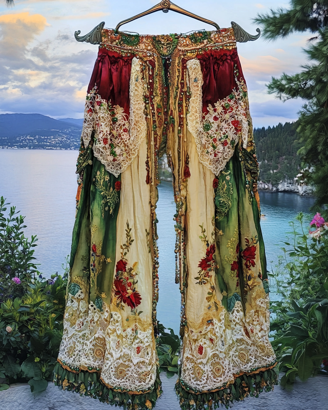 Summer Vacation Ruffle Lace Contrast Pants e76a