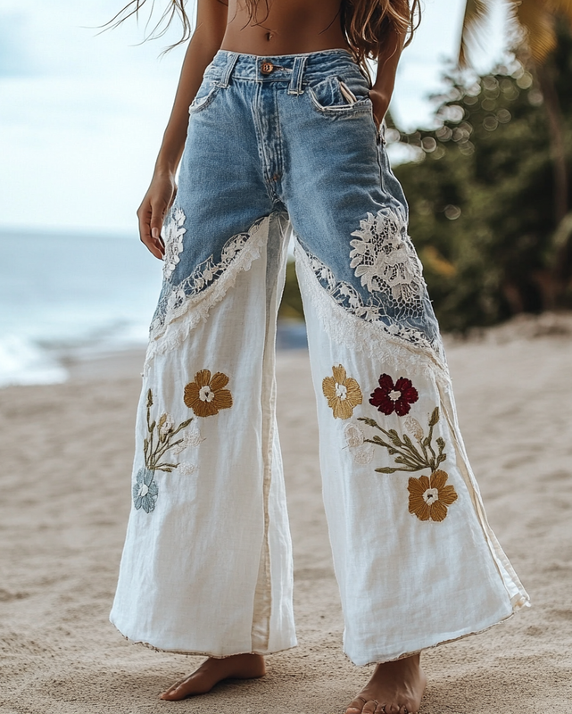 Summer Vacation Lace Embroidery Pants 51b8