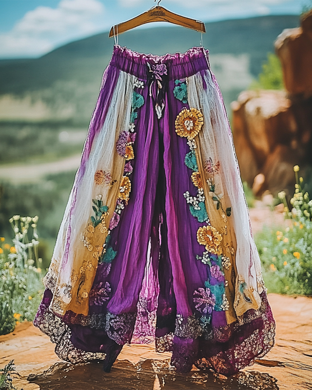 Summer Vacation Ruffle Lace Patchwork Pant ccdb f325