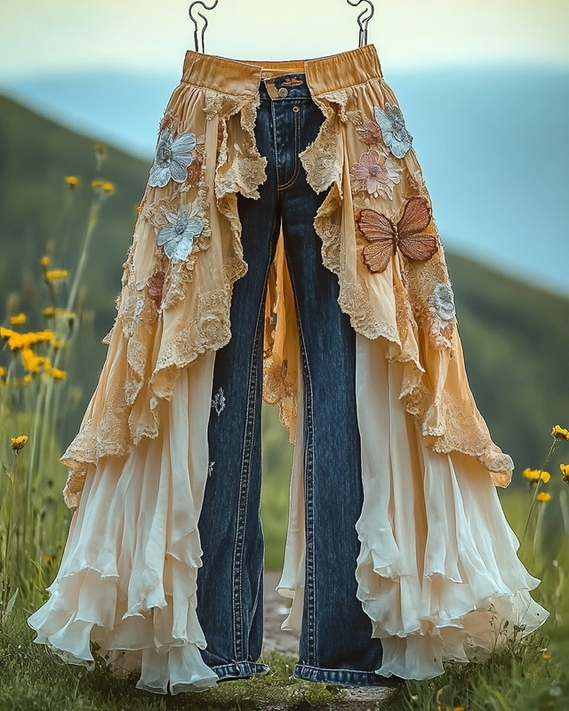 Summer Fashion Loose Lace Ruffle Pants a847