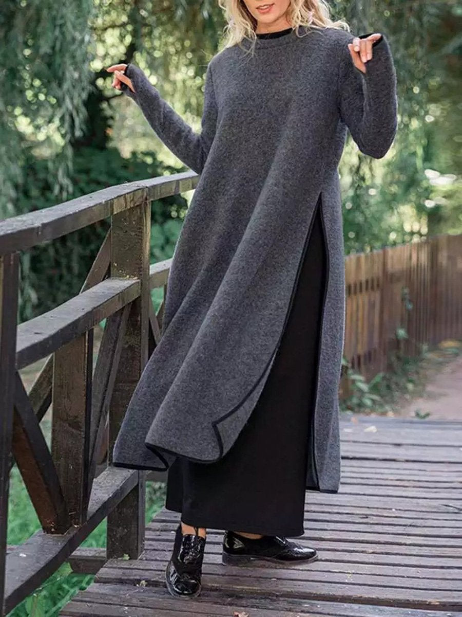 Women's Autumn Padded Long Knit Dress