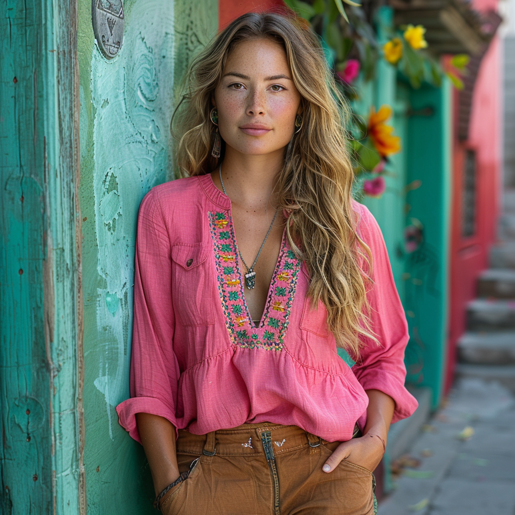 Women's Bohemian Linen Casual Long-sleeve Top Shirt