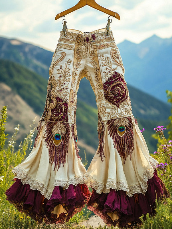 Summer Holiday Lace Hand-Embroidered Patchwork Pants 78eb