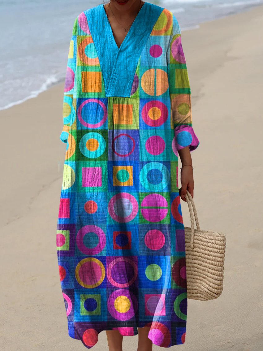 Women's Retro Abstraction Art Print Dress