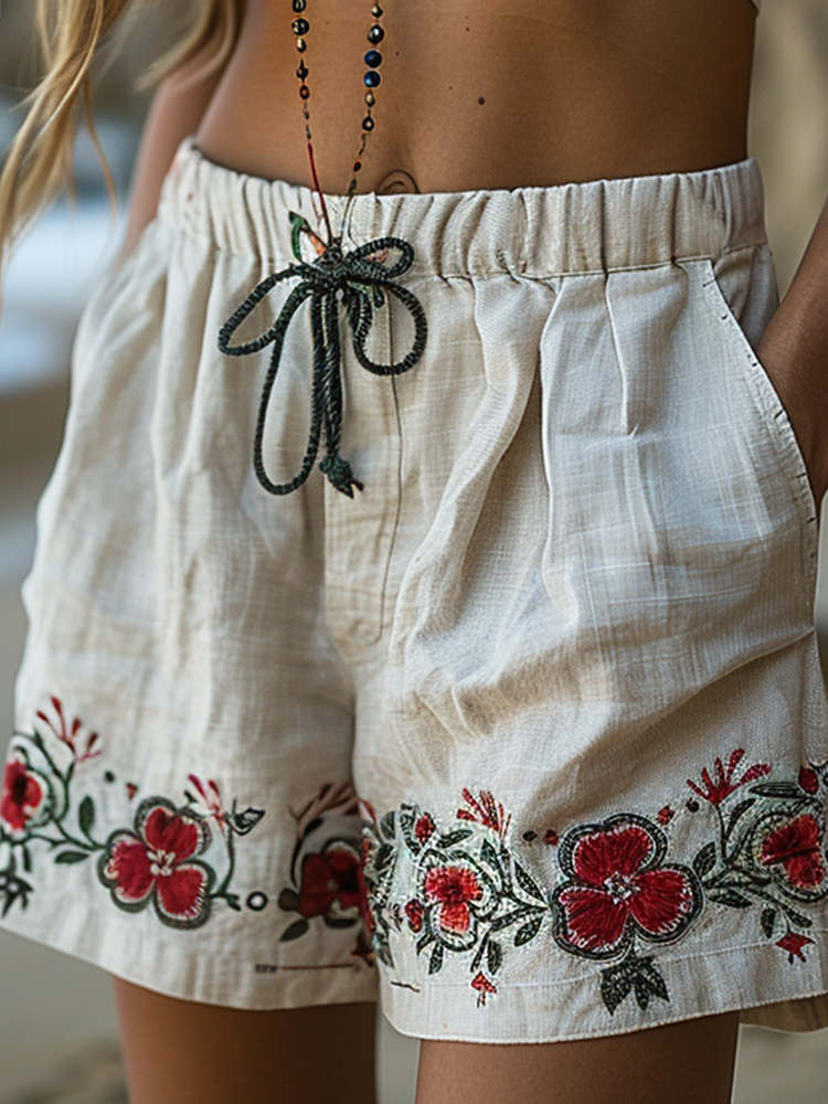 Vintage Vacation Art Painting Casual Shorts b251