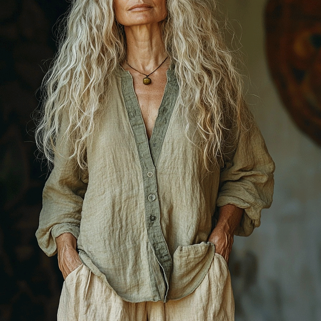 Women's Casual Bohemian Linen Style Long-sleeve Top Shirt