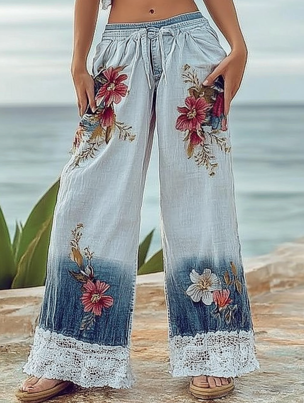 Summer seaside retro loose casual pants 0f62