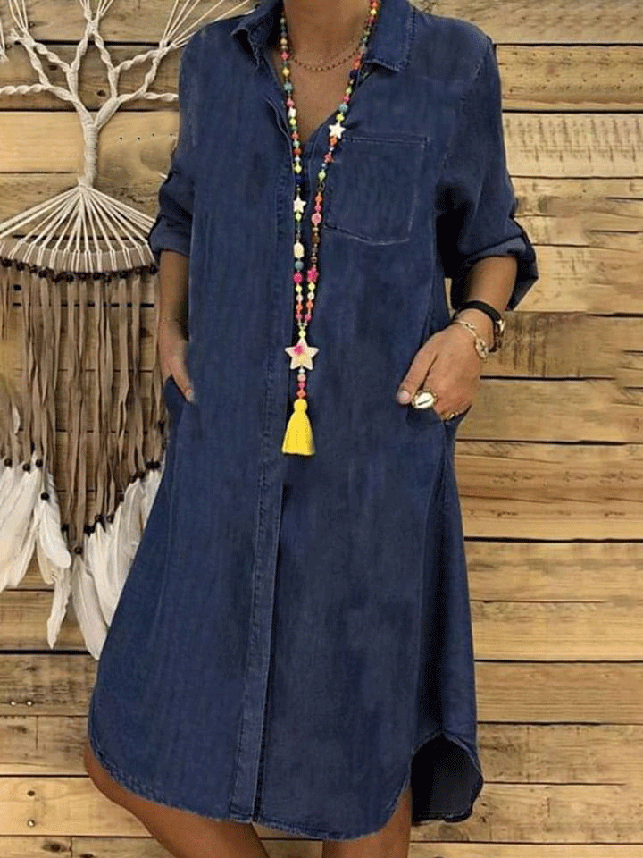 Women's Solid Color Casual Long Sleeve Dress