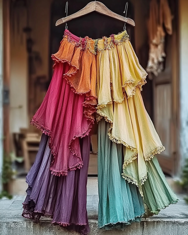 Summer Embroidered Ruffle Lace Patchwork Pants 0cb2