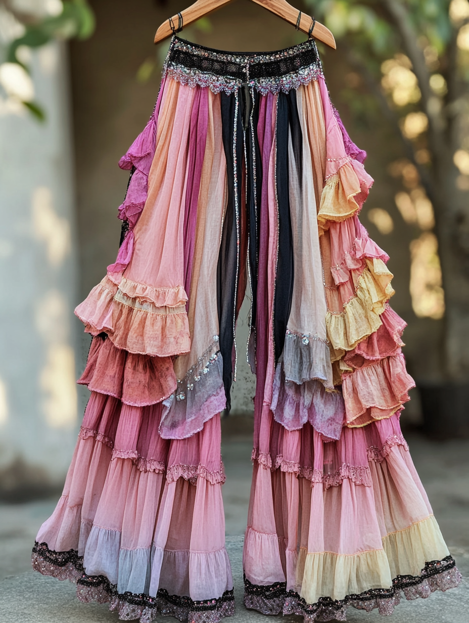 Summer Colorful Patchwork Handmade Lace Pants 0224