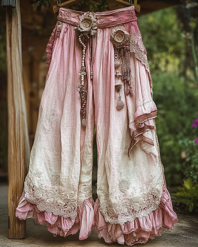 Summer Holiday Lace Handmade Gradient
pants 988e