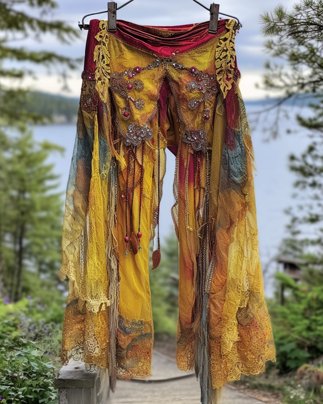 Summer Vacation Ruffle Lace Contrast Pants 3e9b