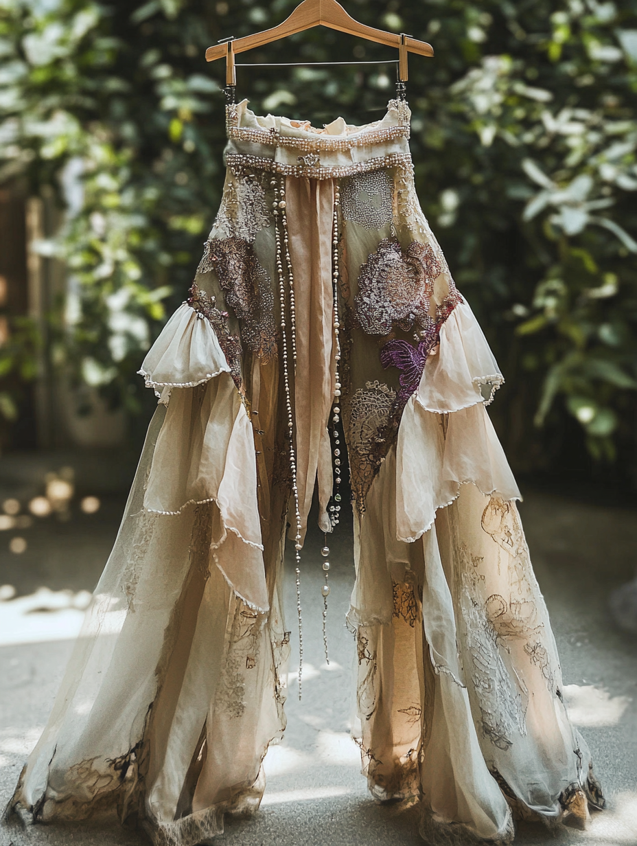 Summer Colorful Patchwork Handmade Lace Pants d1b1