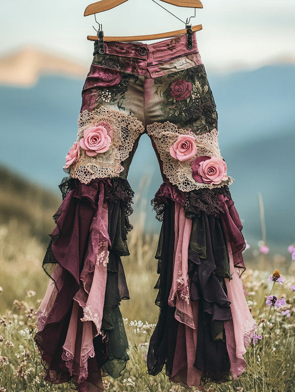 Summer Holiday Lace Hand-Embroidered Patchwork Pants af99