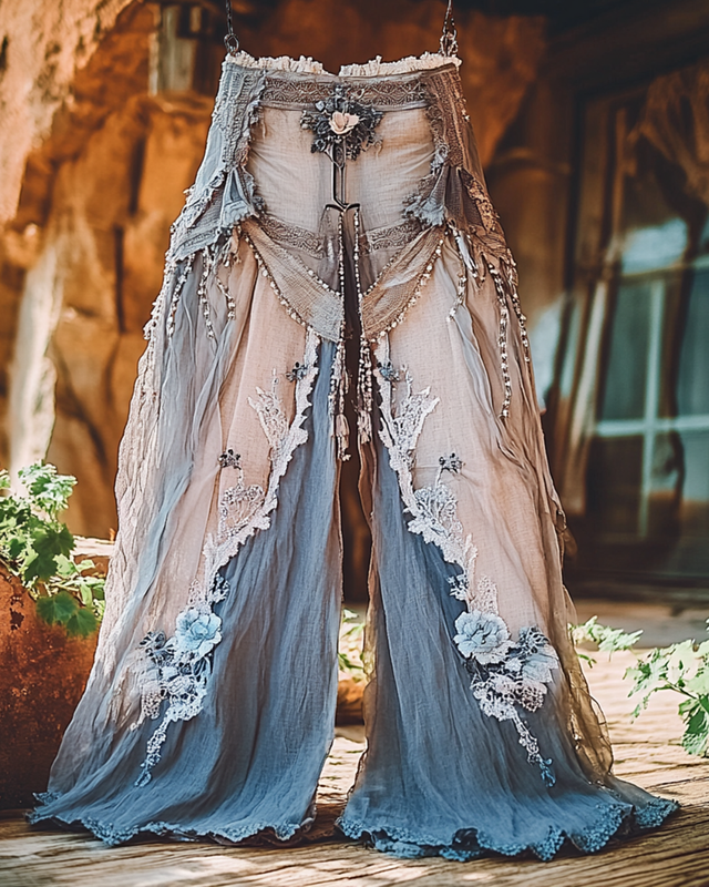 Summer Vacation Ruffle Lace Patchwork Pant 8e78