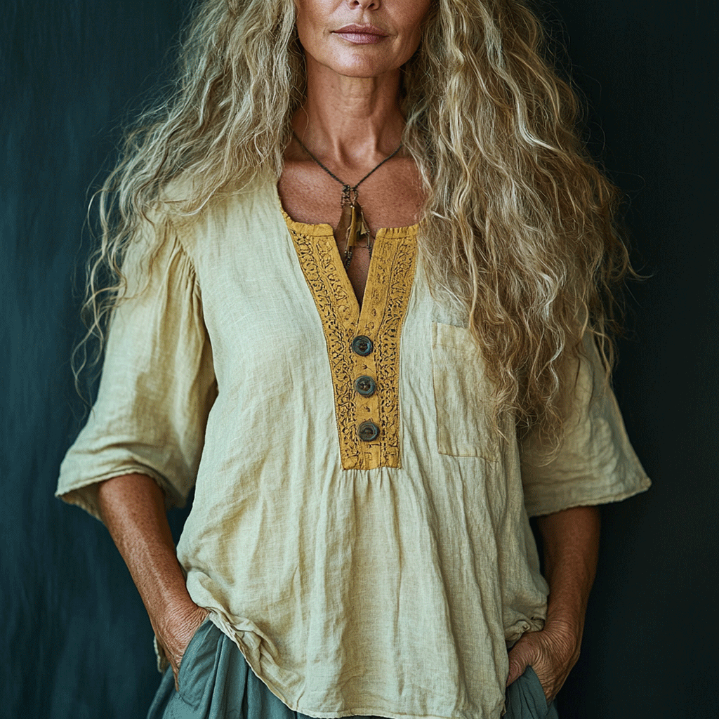 Women's Linen Bohemia Style Long-sleeved Breathable Top Shirt