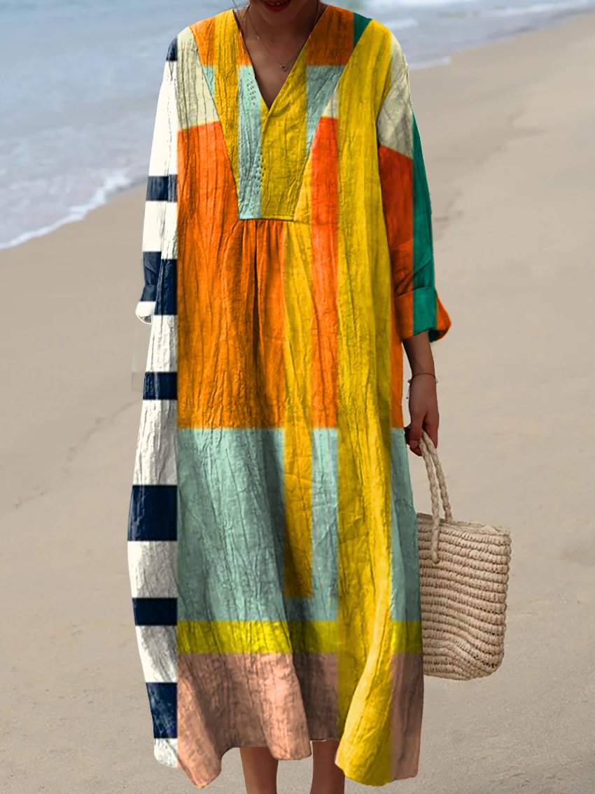 Women's Irregular Geometric Art Print Dress