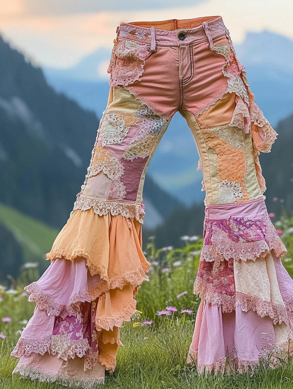 Summer Holiday Lace Hand-Embroidered Patchwork Pants 4bae