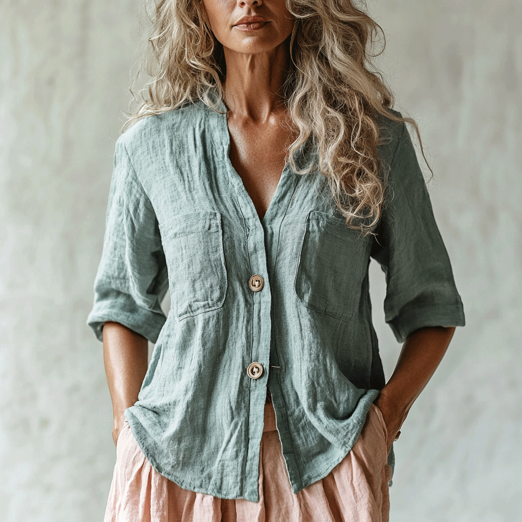 Women's Casual Bohemian Linen Style Long-sleeve Top Shirt