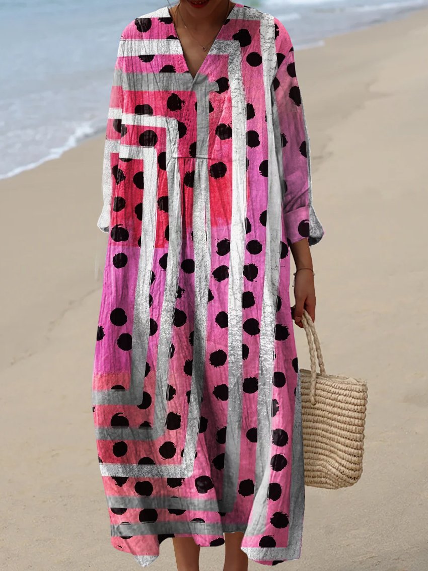 Women's Pink Gradient Abstract Geometry Art Print Dress